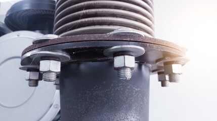  the bolt mounting exhaust muffler with flexible metal bellows on the engine generator.