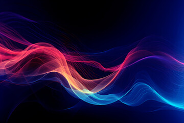 Abstract colorful wave lines and stripes on black background. 