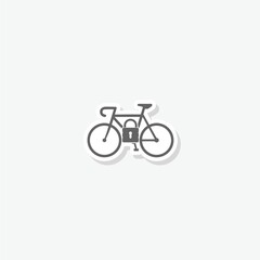 Bicycle parking lock icon sticker isolated on gray background