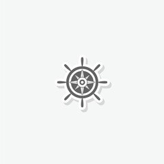 Ship wheel logo design concept sticker isolated on gray background