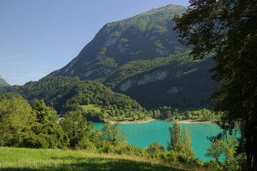 View of Lake Tenno, Trentino Alto Adige, Italy.