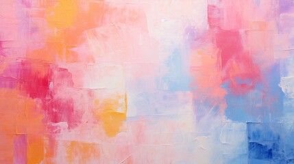 the visual magic of an abstract painting where thick paint in pink, blue, and orange creates a...