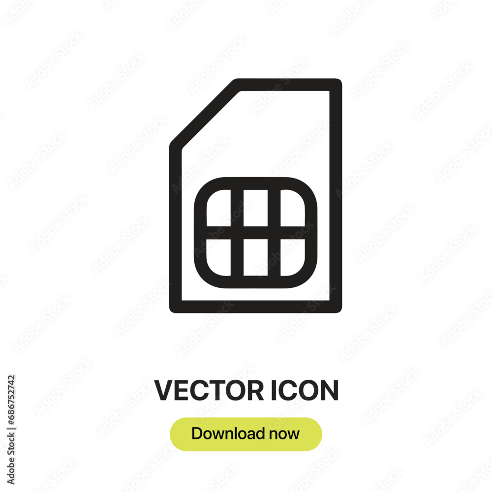 Poster Sim icon vector. Linear-style sign for mobile concept and web design. Sim symbol illustration. Pixel vector graphics - Vector.	

