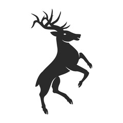 Deer logo. Deer silhouette for Coat of Arms. Heraldic symbol. Deer crest logo. Vector illustration