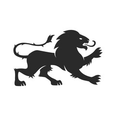 Lion Crest logo. Lion silhouette for Coat of Arms. Heraldic symbol. Lion logo. Vector illustration