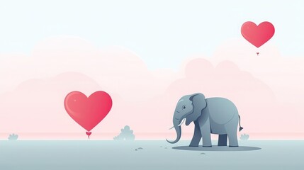 Romantic Elephant Balloon Soaring Through the Sky. Generative AI
