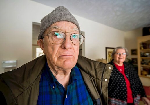 Elderly couple in their home; Elkhorn, Nebraska, United States of America