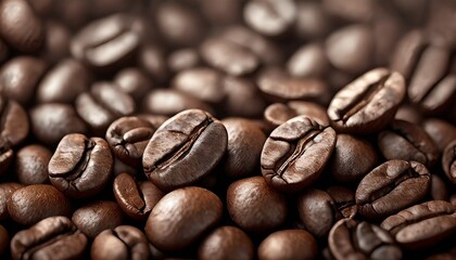 Roasted Coffee Beans, Macro Shot, close-up.	
