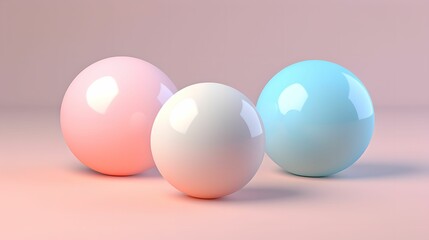 Minimalistic Pastel 3D Spheres, Geometric, Abstract, Background, Sleek