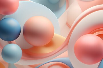Soft 3D Spheres Abstract, Soft Colored, Pastel, Sleek, Geometric