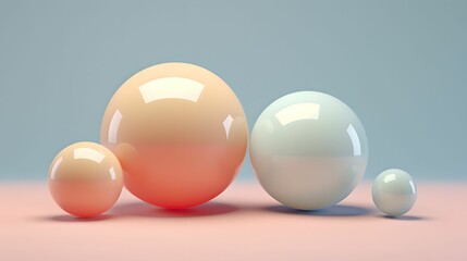 Sleek 3D Pastel Spheres, Geometric, Abstract, Background, Design