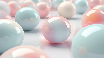 Abstract Pastel 3D Spheres Design, Sleek, Geometric, Background, Art