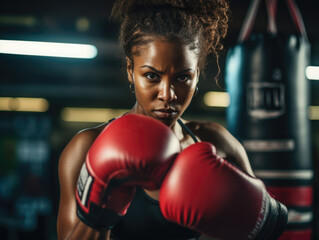 Determined Female Boxer Ready to Train