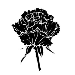 Silhouette of a flower, rose bud. Decorative botanical element. Vector graphics.