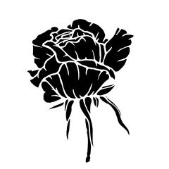 Silhouette of a flower, rose bud. Decorative botanical element. Vector graphics.