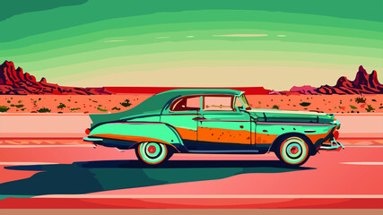 Vintage car on the road