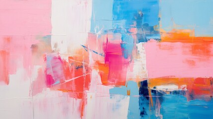  captivating details of an abstract artwork featuring layers of thick paint in vibrant pink, blue,...