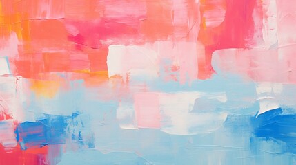  captivating details of an abstract artwork featuring layers of thick paint in vibrant pink, blue, and orange. The textures and hues make for an extraordinary visual journey.