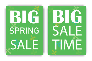 Big spring sale, banner background template with inscription close up. You can use social media cards, voucher, wallpaper, flyers, invitations, posters, brochures. Vector illustration.