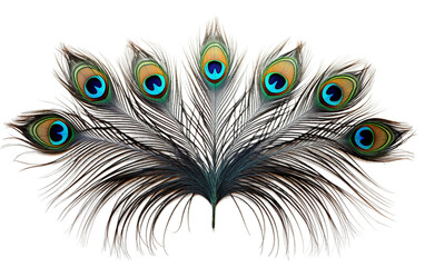Naklejka premium The Intricate Elegance of a Peacocks Plume Isolated on Transparent Background PNG.
