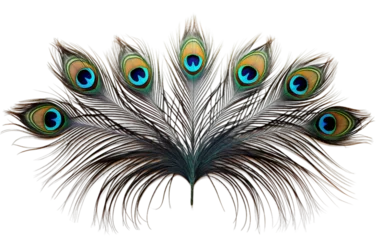Keuken spatwand met foto The Intricate Elegance of a Peacocks Plume Isolated on Transparent Background PNG. © Saad