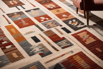 close up view, modern kilim wool living room rug