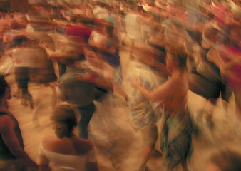 Time exposure of couples dancing