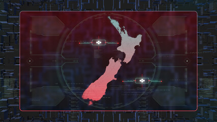New Zealand Digital HUD UI Map