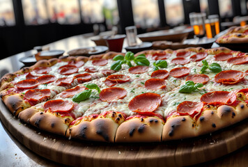 pizza with salami and olives