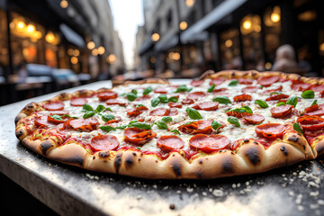 pizza on a board