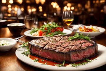 grilled steak with vegetables