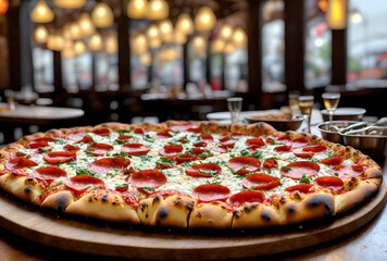 pizza on a table