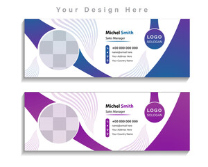 Modern Email signature template design layout. Emailers personal business minimalist personal web social media cover.