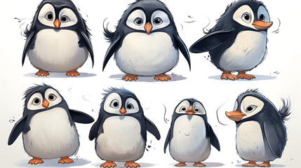 Obraz premium Dibujo infantil de un pinguino