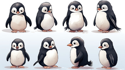 Dibujo infantil de un pinguino - obrazy, fototapety, plakaty