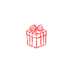 Gift box sketch icon isolated on white background
