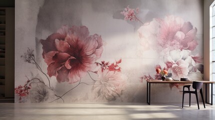 Exquisite floral patterns blend seamlessly with a textured marble canvas, resulting in a noisy, grunge spectacle with captivating ombre highlights.