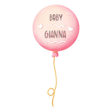 pink balloon isolated on white background