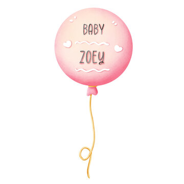 pink balloon isolated on white background