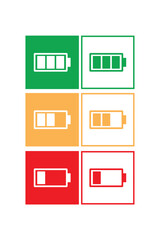 Battery vector. Batteries with different charge levels. Battery charge sign. Energy sign