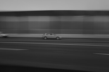 Highway, Autobahn , very high speed motion blur B&W , germany