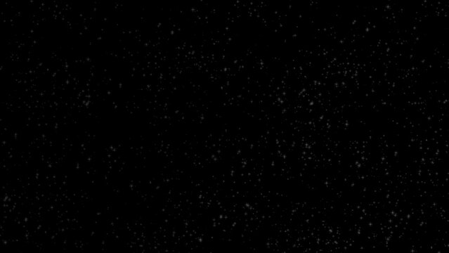 Animated starry night sky on a black background. Overlay effect.