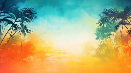 Fototapeta na wymiar world of summer bliss with this abstract banner header design. The bright colorful tropical colors