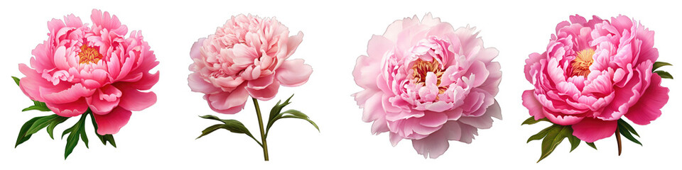 Bartzella Itoh Peony flower clipart collection, vector, icons isolated on transparent background