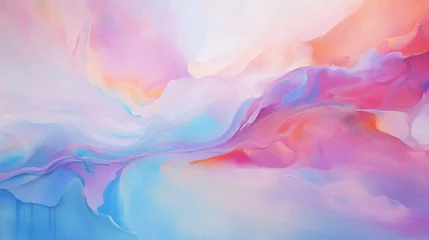 Fotobehang Immortalize the tactile beauty of an abstract masterpiece, where thick paint in shades of pink, blue, and orange intertwines, forming a vivid and dynamic painting. © Fahad