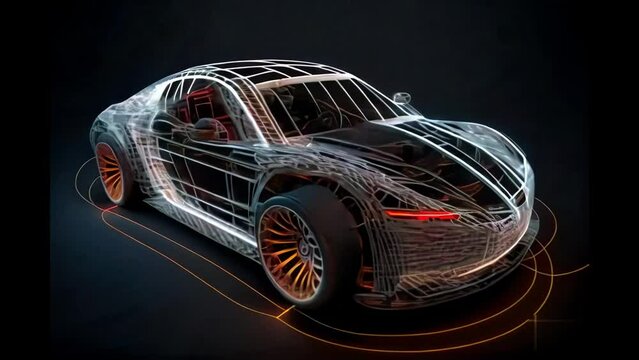 hologram futuristic electric car ,generative ai animation