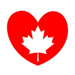 Canadian maple leaf on a red heart - I love Canada symbol PNG file	

