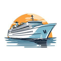 Cruise ship icon modern 3d outline vector