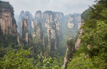 The amazing sandstone pillars of Zhangjiajie National Forest Park, Hunan, China