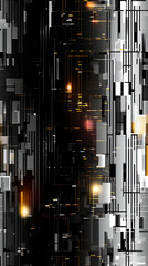 Fototapeta premium Seamless pattern of glitch effect, black and white created with Generative Ai